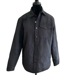Old Navy Mens Quilted Shirt Jacket Black Snap Front Puffer Shacket Small Utility